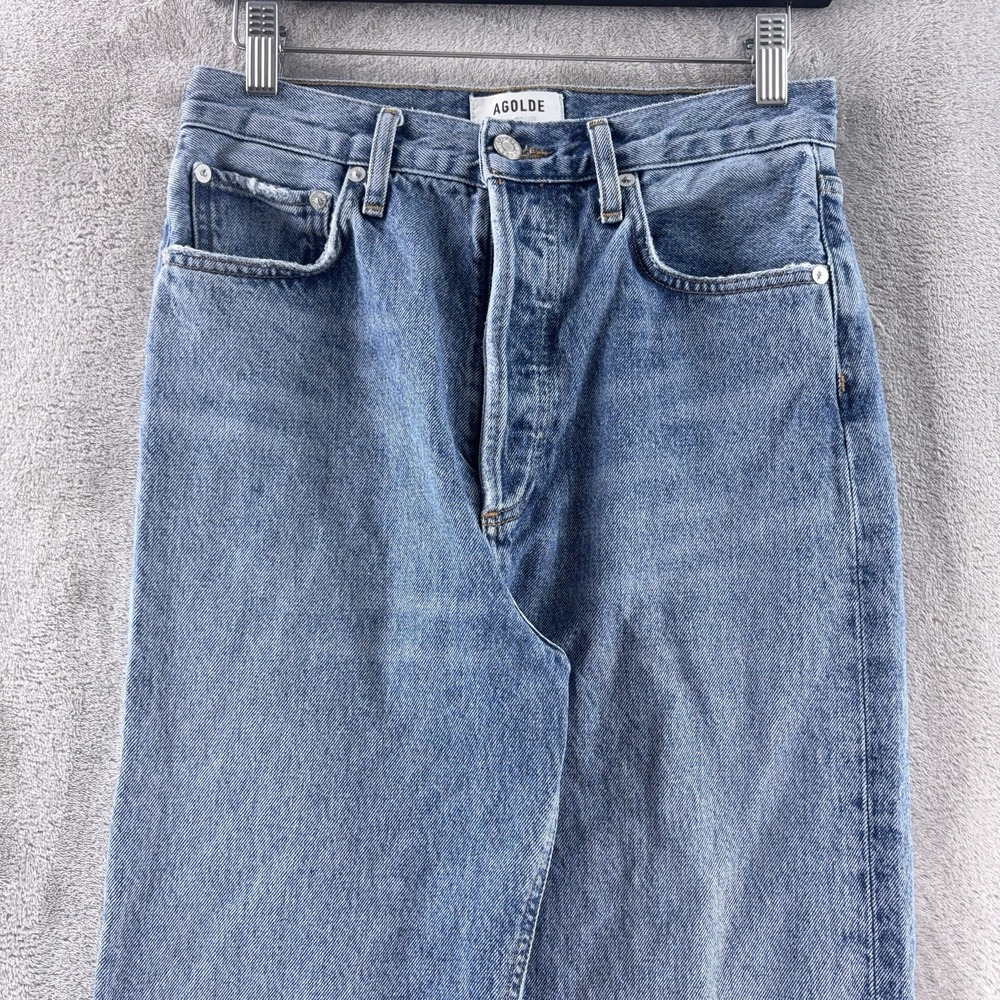 AGOLDE 90s Jeans Womens Size 26x29 Blue Wash Denim Button Fly Straight Leg - Picture 4 of 9